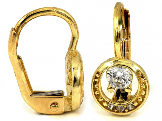 Delikatne złote kolczyki angielskie z cyrkoniami