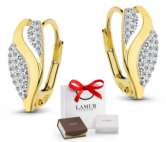 Złote kolczyki 585 z cyrkoniami - klasyczne