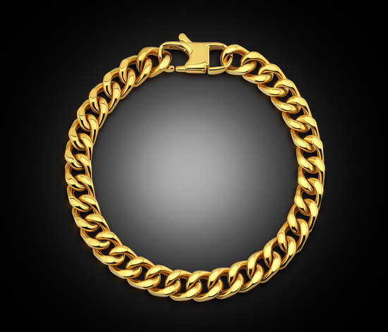 Złota bransoletka - pancerka ze stali pokryta złotem - 21,5 cm