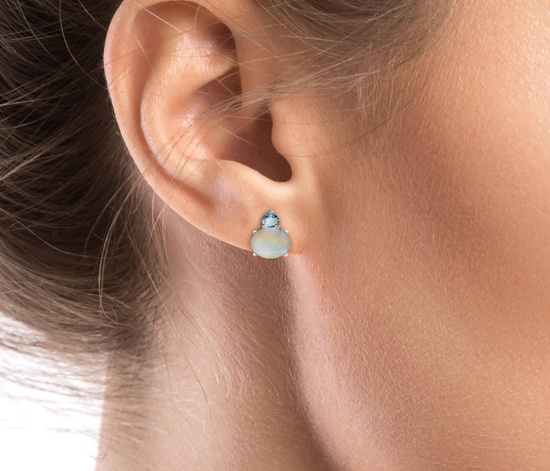 Srebrne kolczyki 925 z naturalnymi kamieniami księżycowymi i topazami 