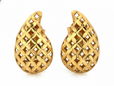 Kolczyki złote ażurowe krople na sztyfcie