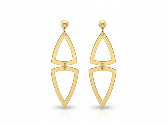 Kolczyki złote na sztyfcie z wiszącymi trójkątami