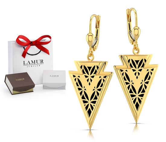 Złote kolczyki 585 nowoczesne - wiszące