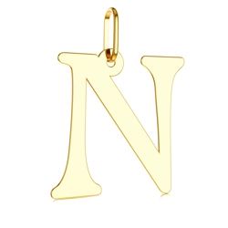 Złota literka N - zawieszka 585