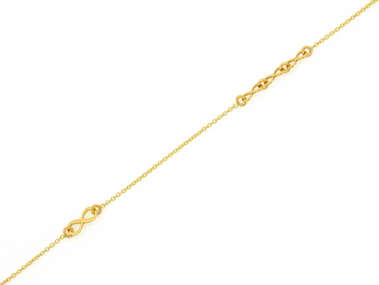 Bransoletka złota delikatna z nieskończonościami