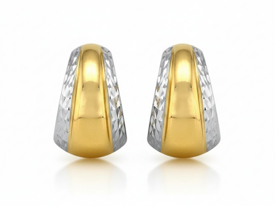 Kolczyki złote dwa kolory złota bez kamieni