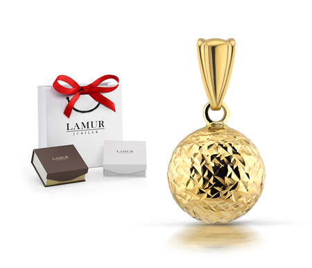 Złota zawieszka 375 - diamentowana kulka