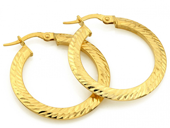 Kolczyki złote koła duże błyszczące 28mm