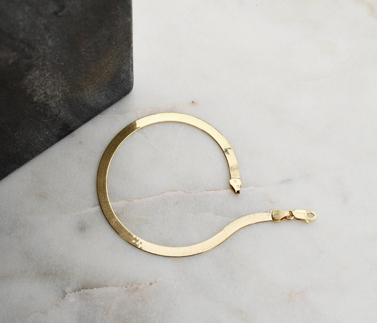 Złota bransoletka 585 elegancka taśma, żmijka