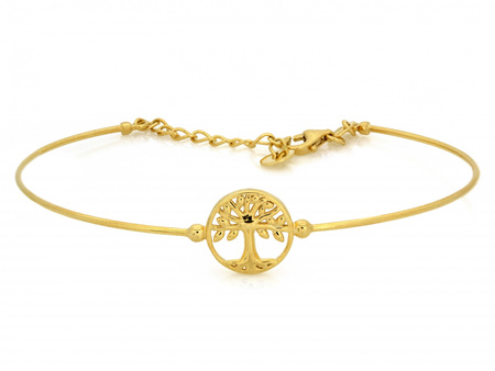 Bransoletka złota sztywna bangle z drzewkiem szczęścia