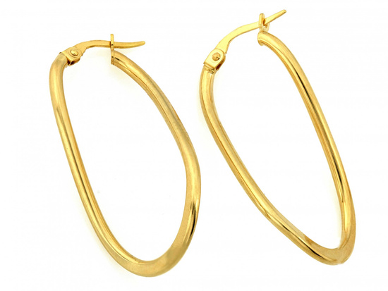 Kolczyki złote wiszące sztywne na czasie modne