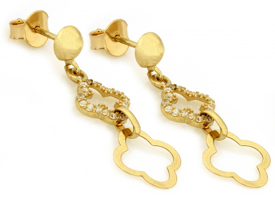 Kolczyki złote wiszące modne na sztyfcie