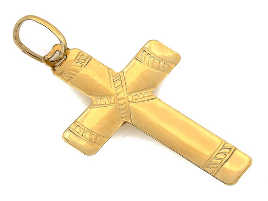 Złoty krzyżyk wisiorek zawieszka z wizerunkiem Jezusa