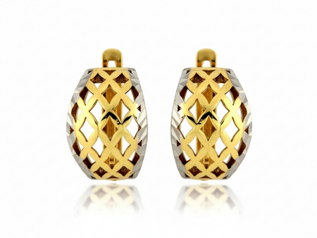 Kolczyki złote ażur w kratkę angielskie zapięcie