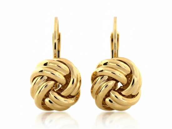 Kolczyki złote angielskie z przeplecioną ozdobą