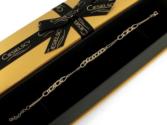 Złota bransoletka z łączonych łańcuchów