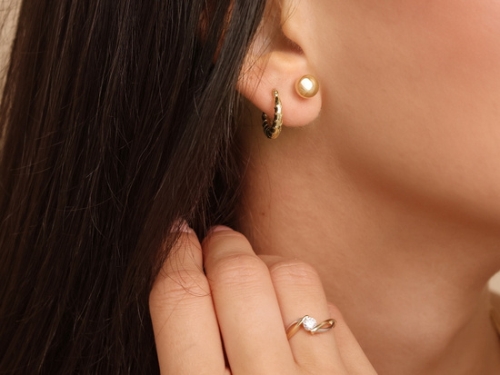 Złote kolczyki kuleczki na sztyfcie 8mm