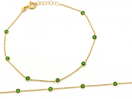 Bransoletka złota z zielonymi cyrkoniami