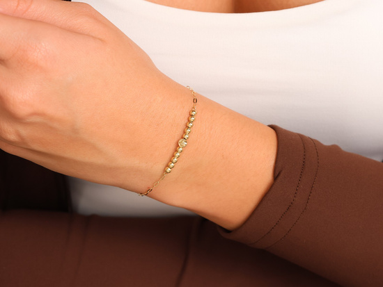 Bransoletka złota z kulkami łąńcuszkowa