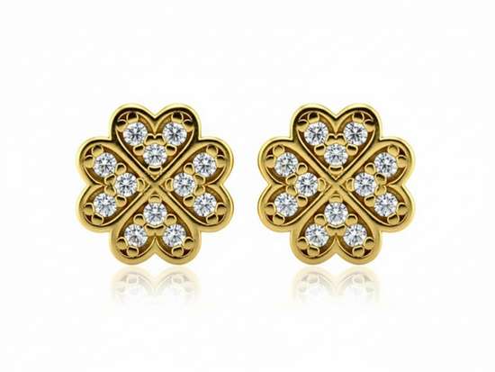 Złote kolczyki kwiatki z cyrkoniami