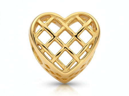 Zawieszka złota ażurowe serce beads do bransoletki