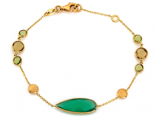 Bransoletka złota z zielonym agatem
