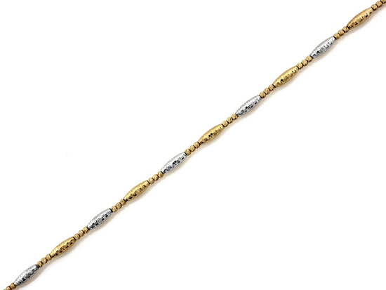 Bransoletka złota dwukolorowa z kuleczkami i podłużnymi elementami