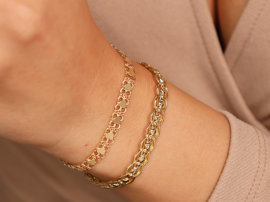 Bansoletka złota z sercami elementowa