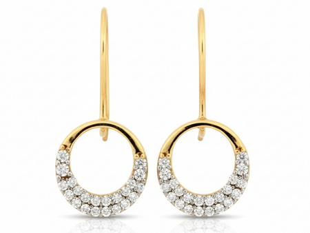 Złote kolczyki na biglu z cyrkoniami