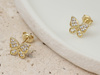 Kolczyki złote motyl z cyrkoniami na sztyfcie