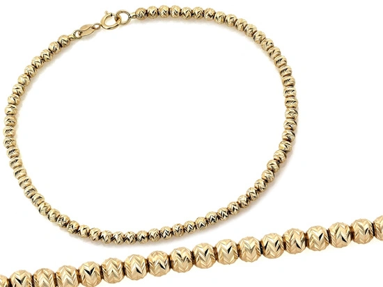 Złota bransoletka z kulek błyszczących diamentowanych