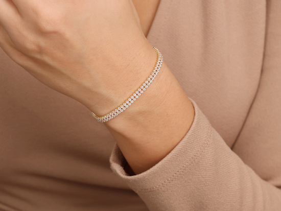 Bransoletka złota podwójna tenisowa z cyrkoniami