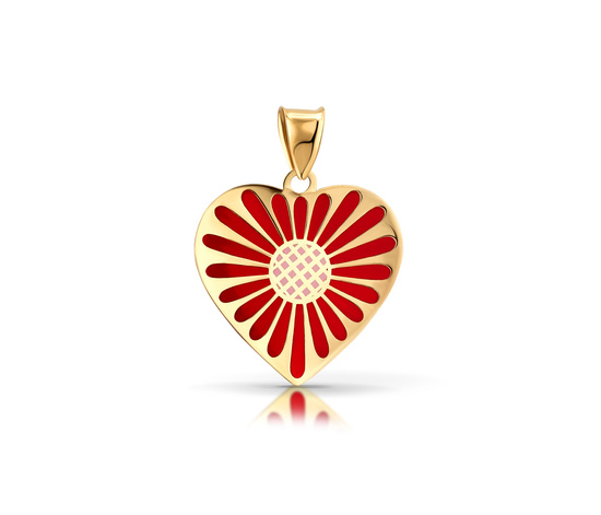 Złota zawieszka 585 - czerwone serce, serduszko