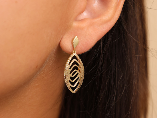 Kolczyki złote wiszące ażurowe przestrzenne