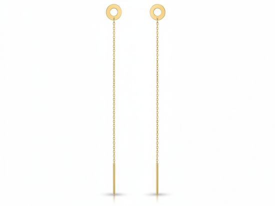 Kolczyki złote przeciągane z kółeczkiem z ringiem