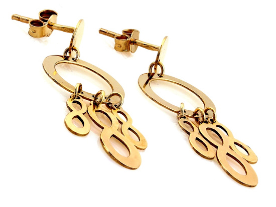 Kolczyki złote długie z wiszącymi ruchomymi nieskończonościami