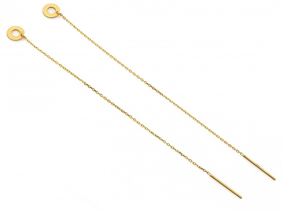 Kolczyki złote przeciągane z kółeczkiem z ringiem