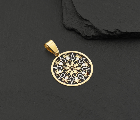 Złota zawieszka 375 - ażurowe koło fantazyjne
