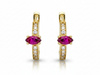 Złote kolczyki dla dziewczynki z różowym kamieniem