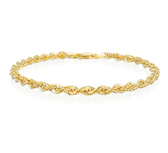 Złota bransoletka 585 kordel korda diamentowana